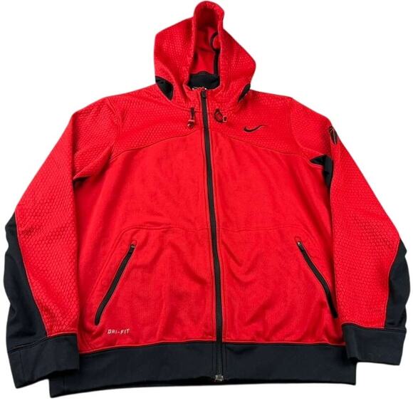 Nike Kobe Bryant Dry Fit Hoodie Men M Fleece Zip Front Pockets Athletic Red - Picture 1 of 10